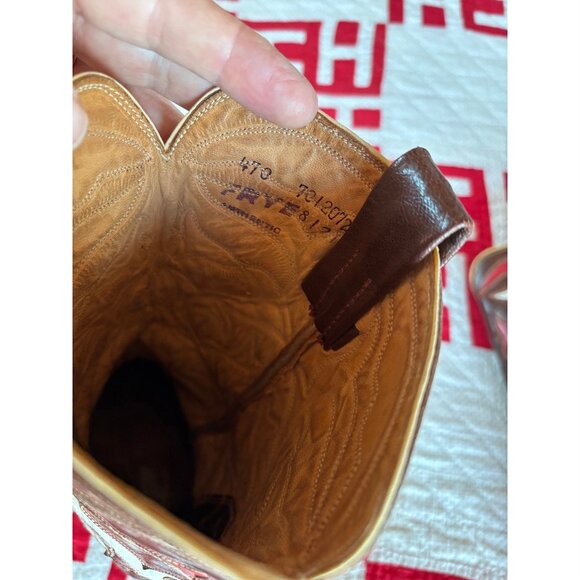 Vintage Frye Cowboy Boots Women's 8.5M (please read), brown, with red and white - Picture 10 of 10